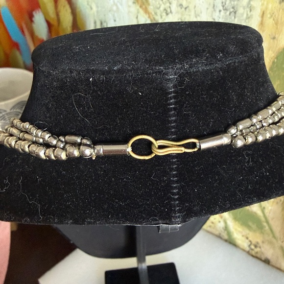 Vintage Multi-Strand Beaded Necklace Red Stone Charms Antique Gold SilverTone - Picture 4 of 6